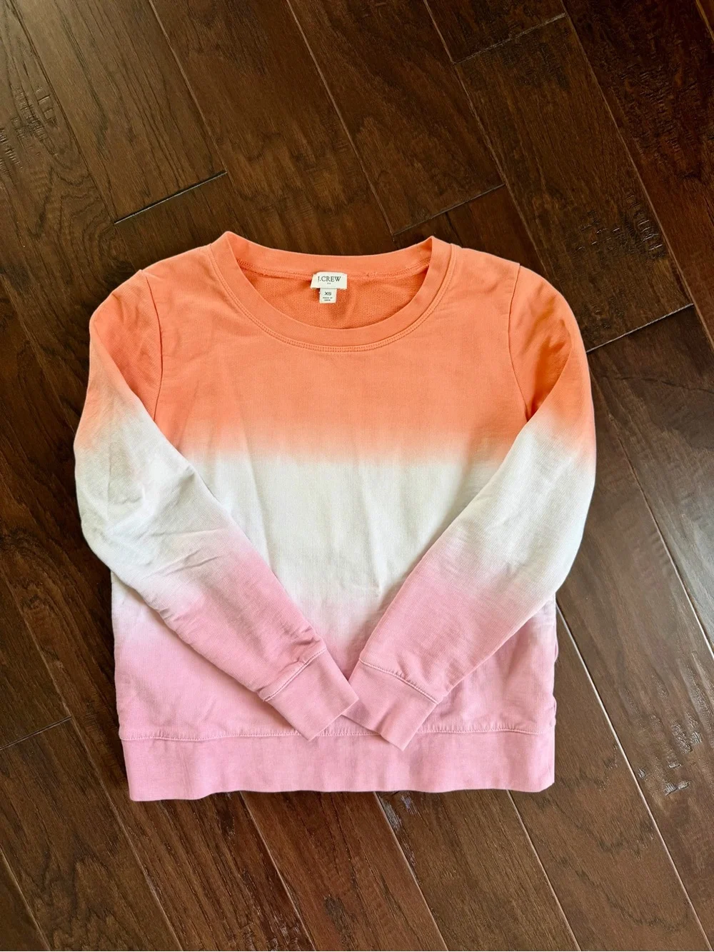 J. Crew Ombre Crewneck Sweat Shirt in Peach, White & Pink